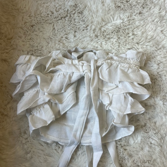 White Ruffled Tube Top - Picture 3 of 4